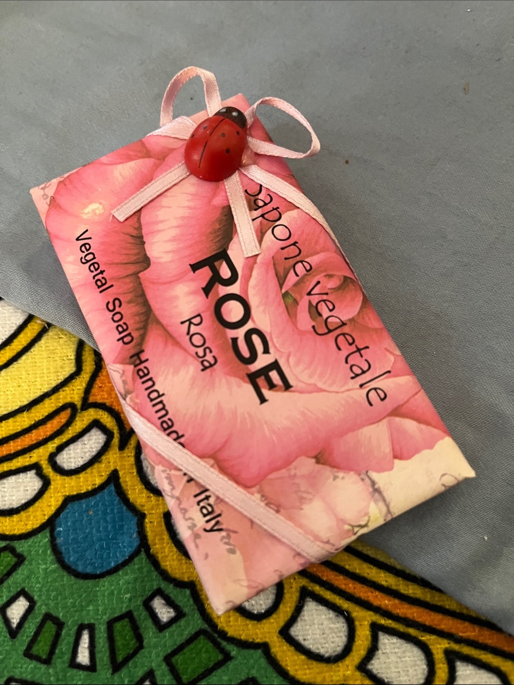 #6 - Rose Scented Vegetable Soap Bar with Ladybug Accent - Purchased in Rome